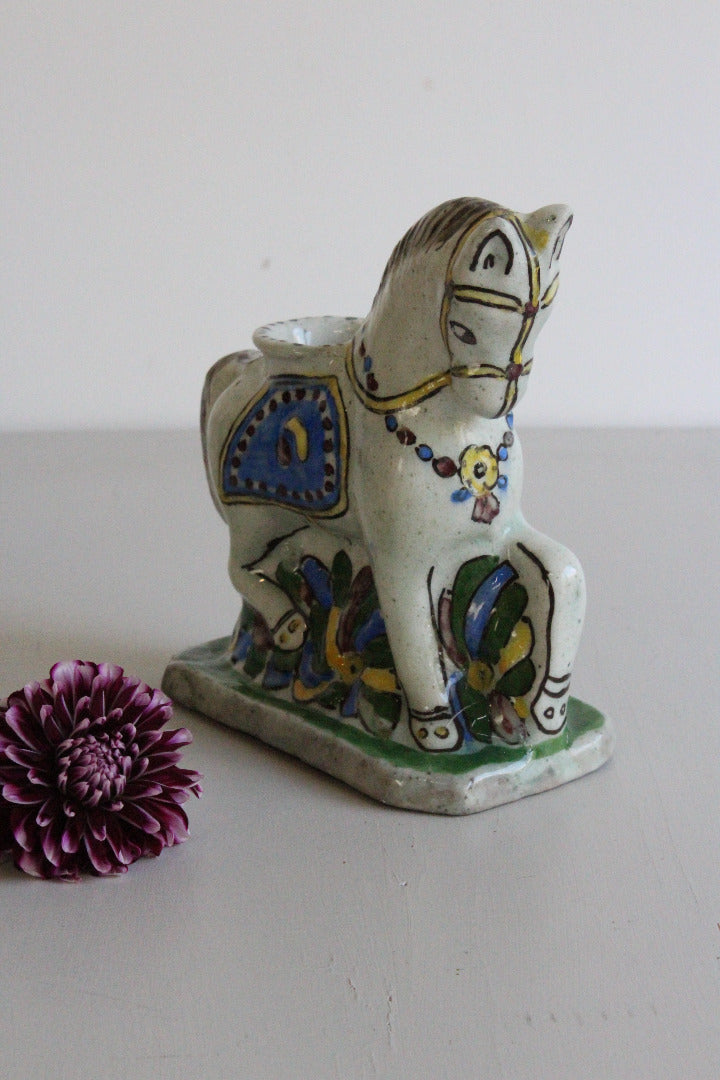 Glazed Pottery Horse Inkwell - Kernow Furniture