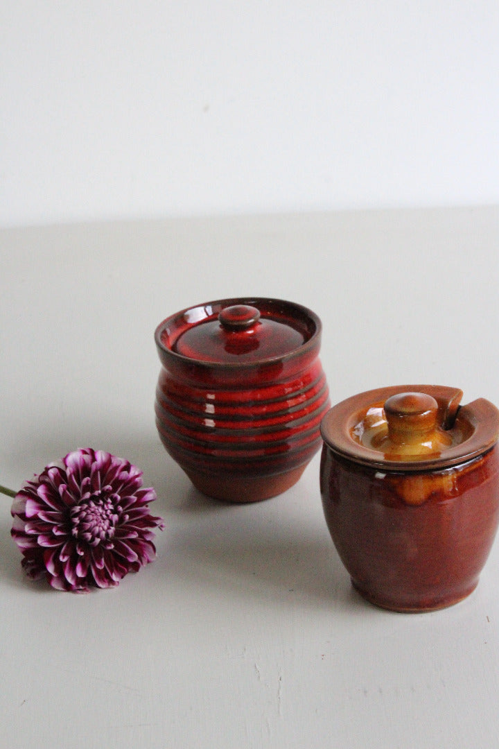 Pair Glazed Preserve Pots - Kernow Furniture