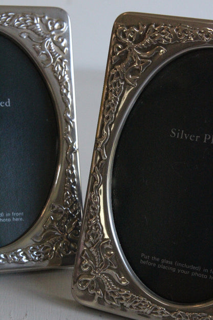 Pair Silver Plated Photo Frames - Kernow Furniture