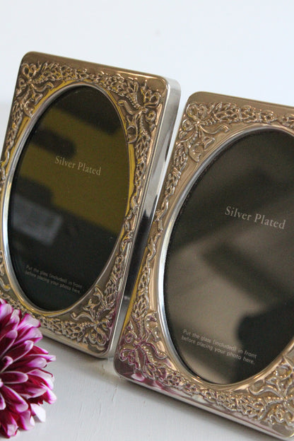 Pair Silver Plated Photo Frames - Kernow Furniture