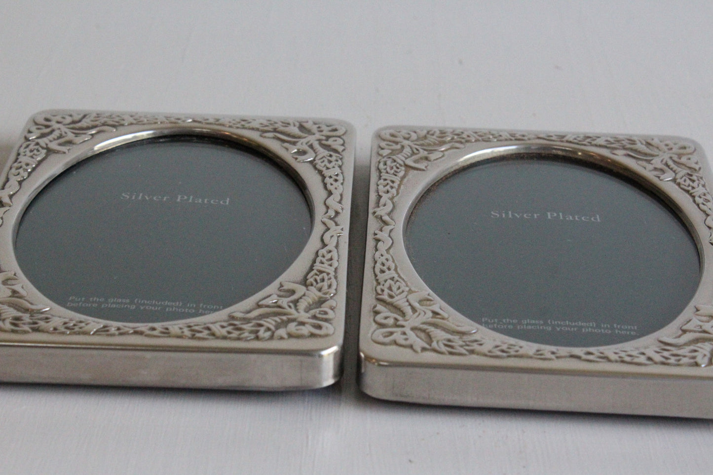 Pair Silver Plated Photo Frames - Kernow Furniture