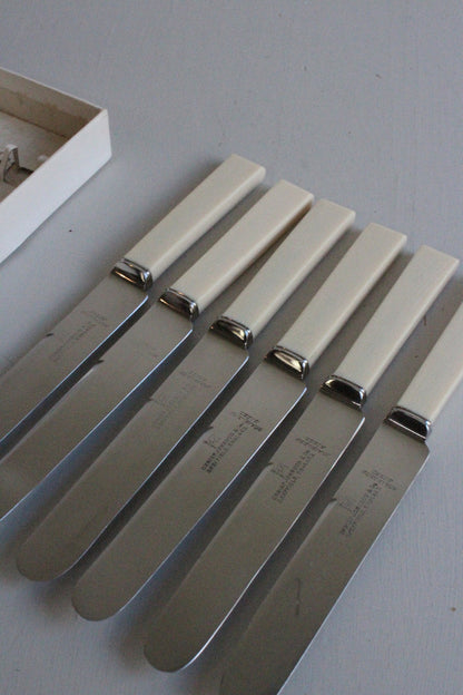 6 Vintage Boxed Butter Knives - Kernow Furniture