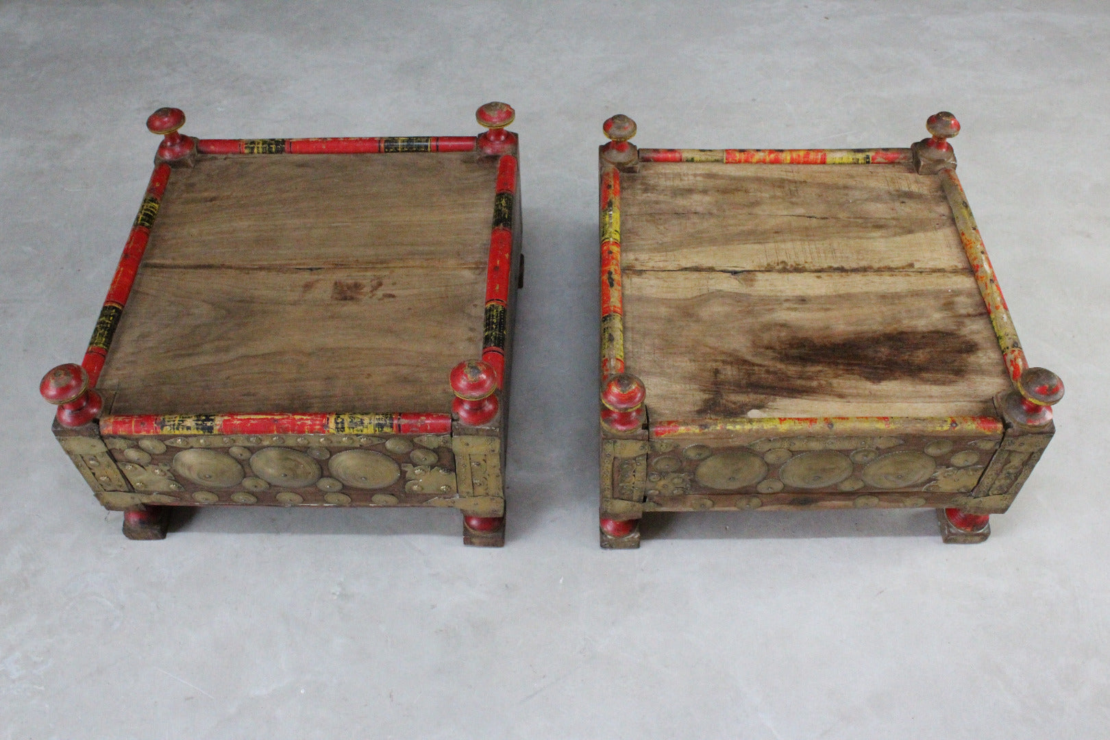 Pair Indian Low Square Tables - Kernow Furniture