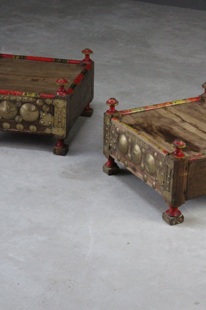 Pair Indian Low Square Tables - Kernow Furniture