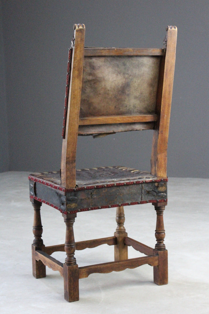 Portugese Walnut & Leather Chair - Kernow Furniture