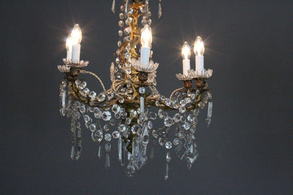 French Louis XV Style Gilt Bronze & Cut Glass Chandelier - Kernow Furniture