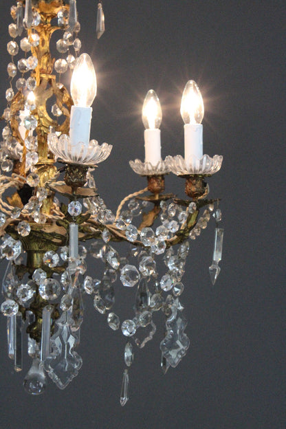 French Louis XV Style Gilt Bronze & Cut Glass Chandelier - Kernow Furniture