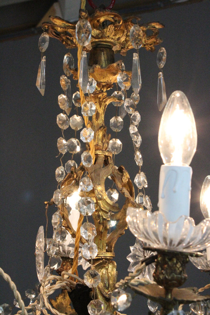 French Louis XV Style Gilt Bronze & Cut Glass Chandelier - Kernow Furniture