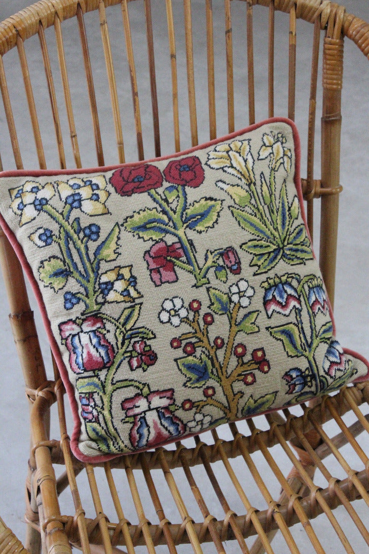 Vintage Pink Floral Tapestry Cushion - Kernow Furniture