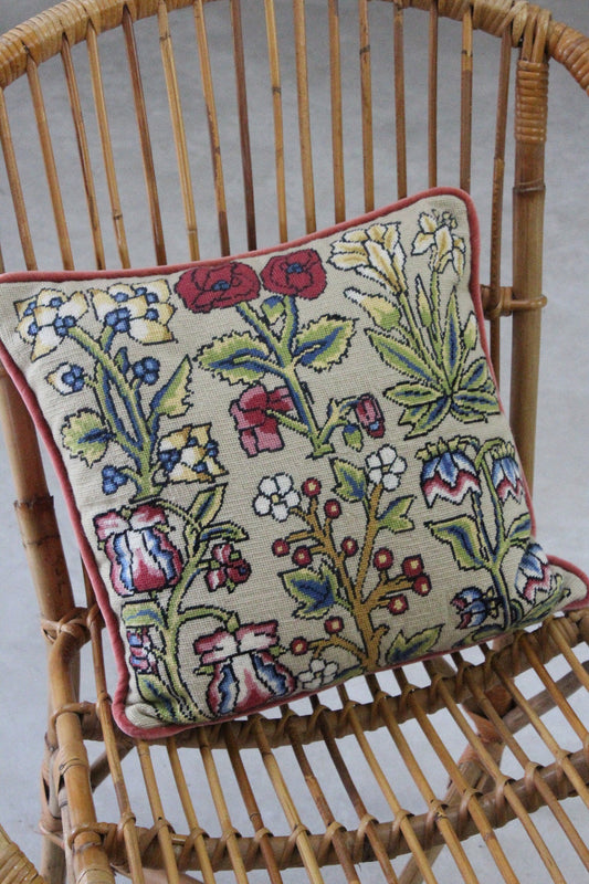 Vintage Pink Floral Tapestry Cushion - Kernow Furniture