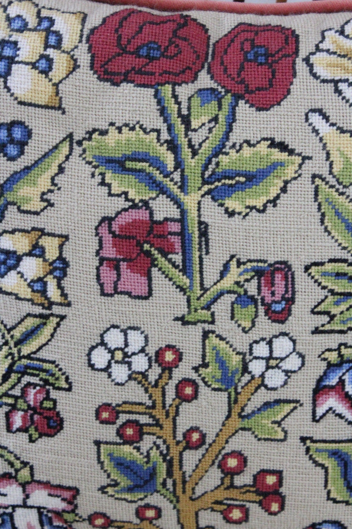 Vintage Pink Floral Tapestry Cushion - Kernow Furniture