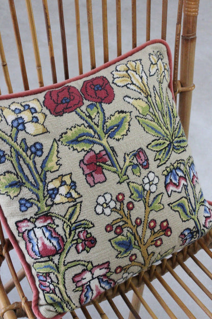 Vintage Pink Floral Tapestry Cushion - Kernow Furniture