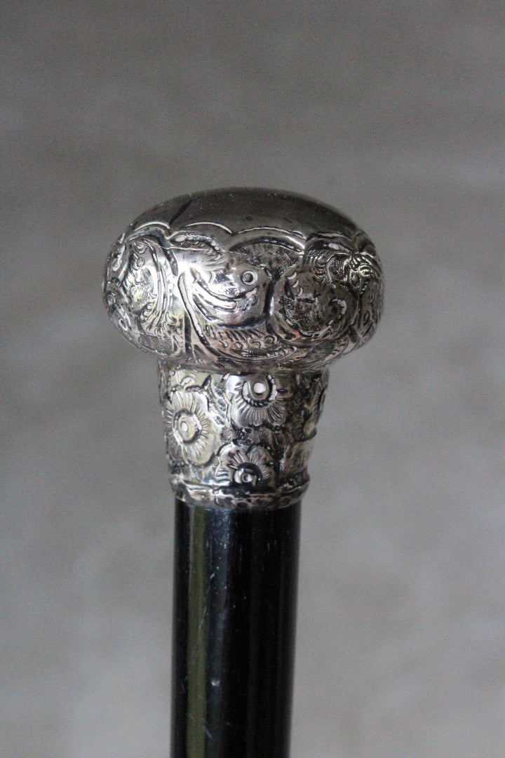 Antique Silver Tipped Walking Cane - Kernow Furniture