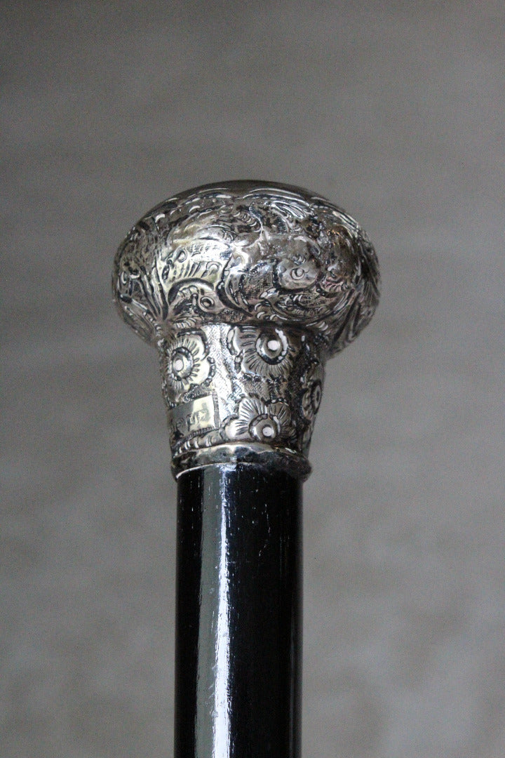 Antique Silver Tipped Walking Cane - Kernow Furniture