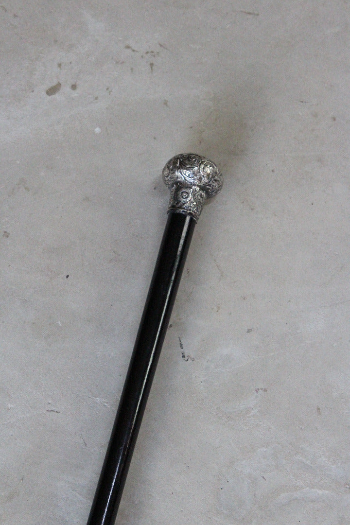 Antique Silver Tipped Walking Cane - Kernow Furniture