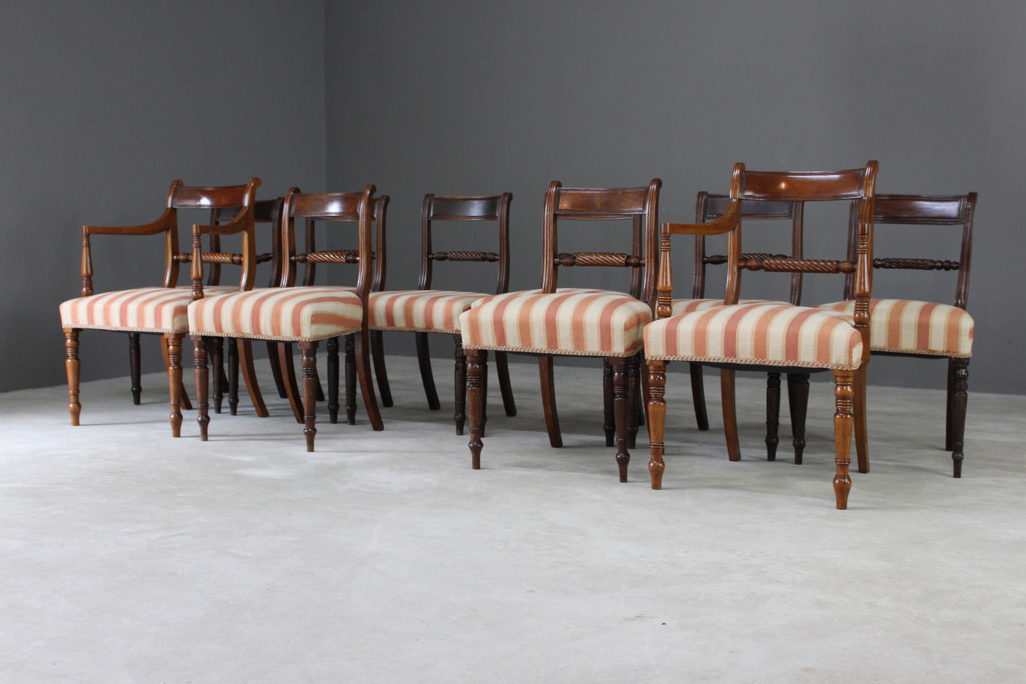 Large Set 10 Mahogany Dining Chairs - Kernow Furniture