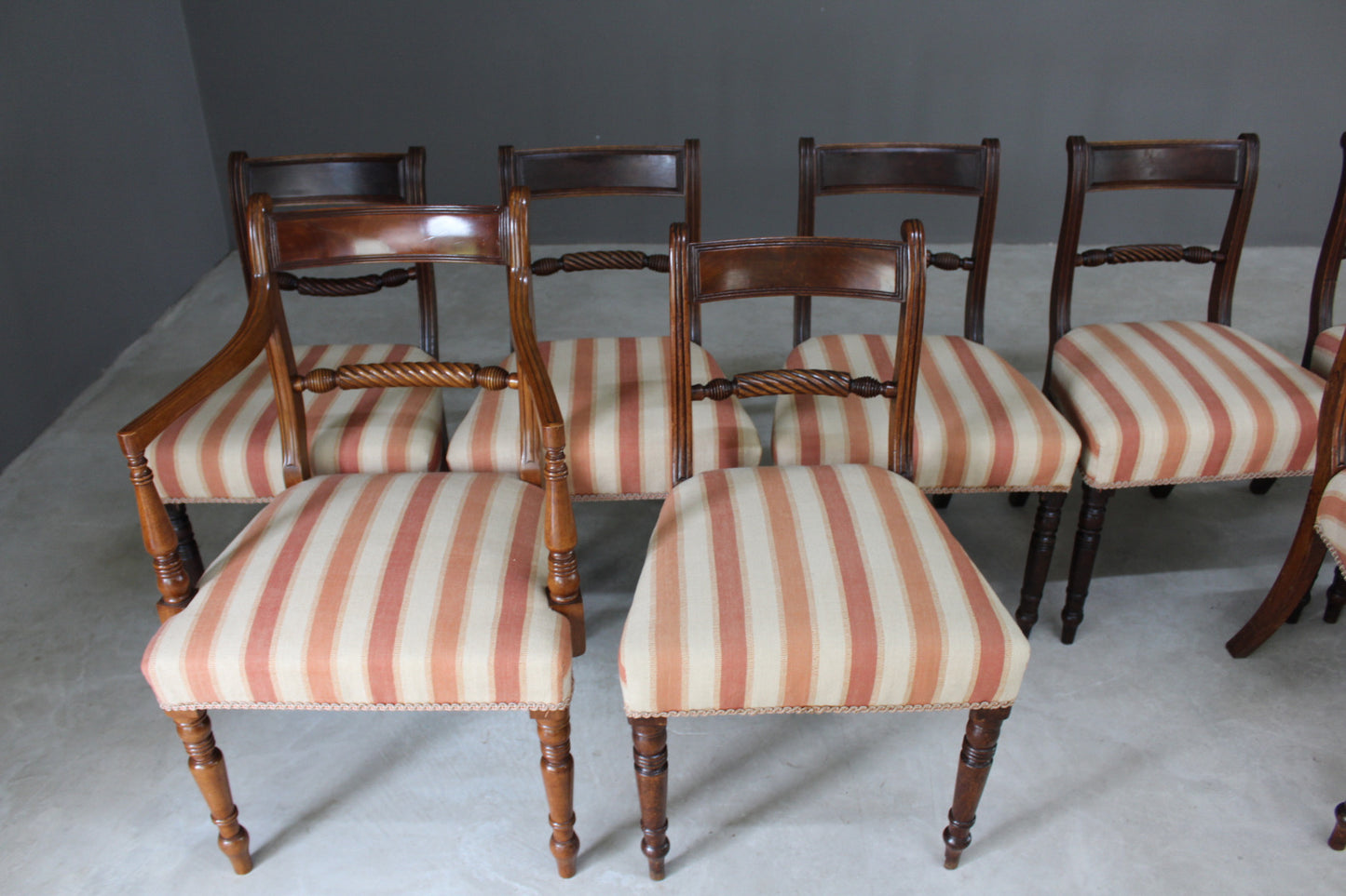 Large Set 10 Mahogany Dining Chairs - Kernow Furniture