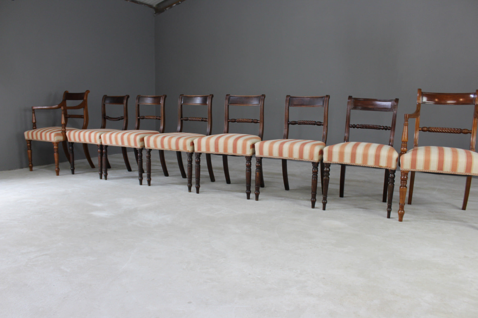 Large Set 10 Mahogany Dining Chairs - Kernow Furniture