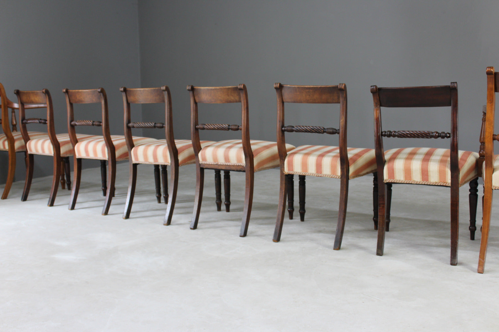 Large Set 10 Mahogany Dining Chairs - Kernow Furniture