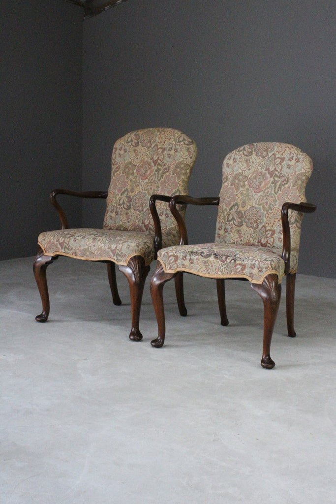 Pair Georgian Style Shepherd Crook Armchairs - Kernow Furniture