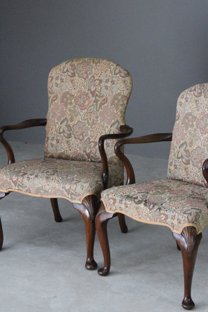 Pair Georgian Style Shepherd Crook Armchairs - Kernow Furniture