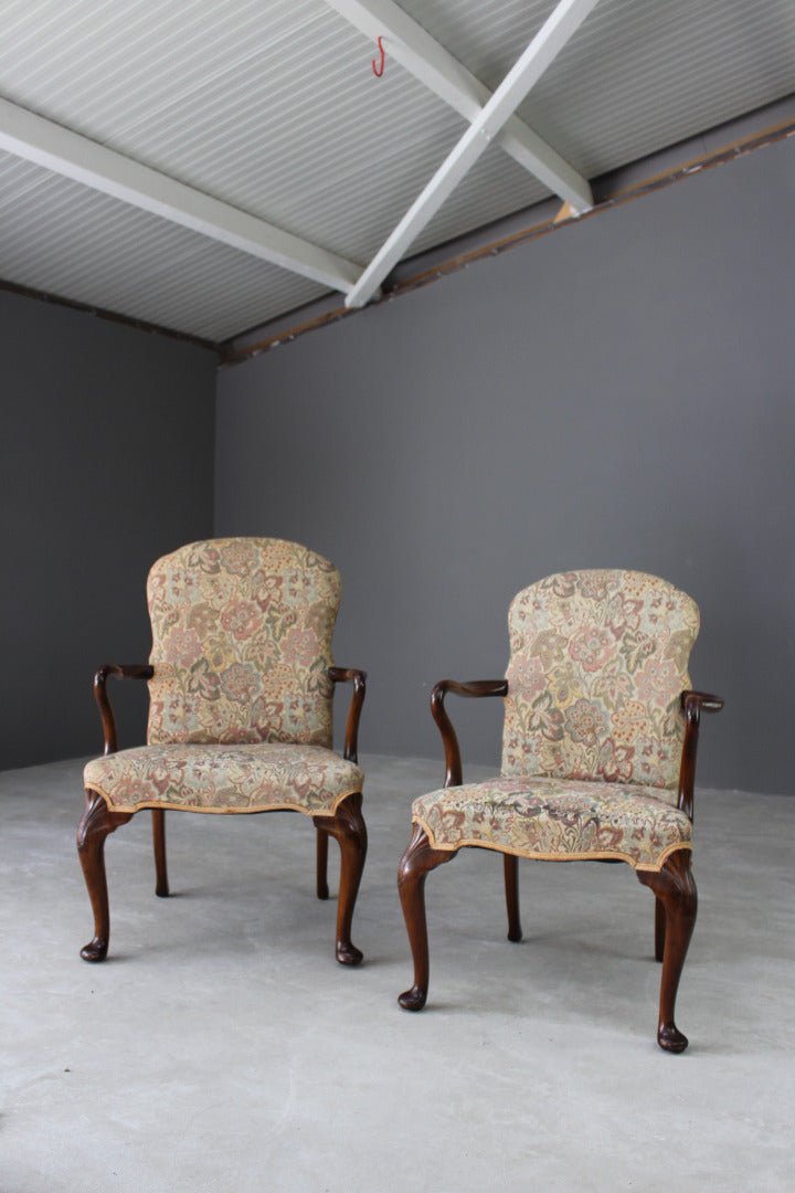 Pair Georgian Style Shepherd Crook Armchairs - Kernow Furniture