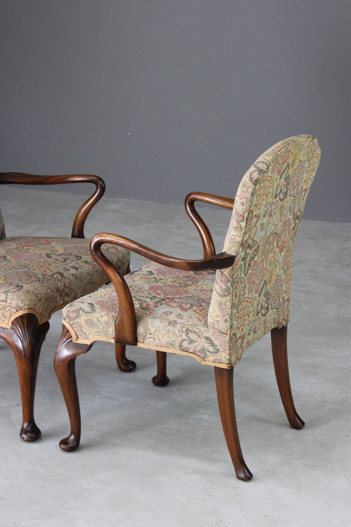 Pair Georgian Style Shepherd Crook Armchairs - Kernow Furniture