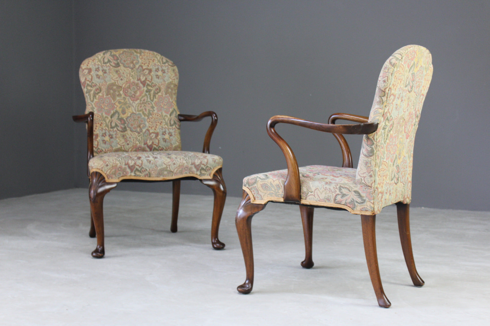 Pair Georgian Style Shepherd Crook Armchairs - Kernow Furniture