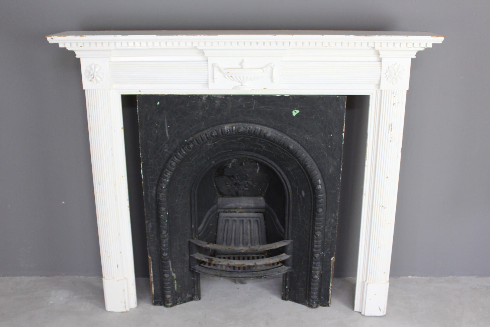 Cast Iron Fire Insert & Painted Pine Surround - Kernow Furniture