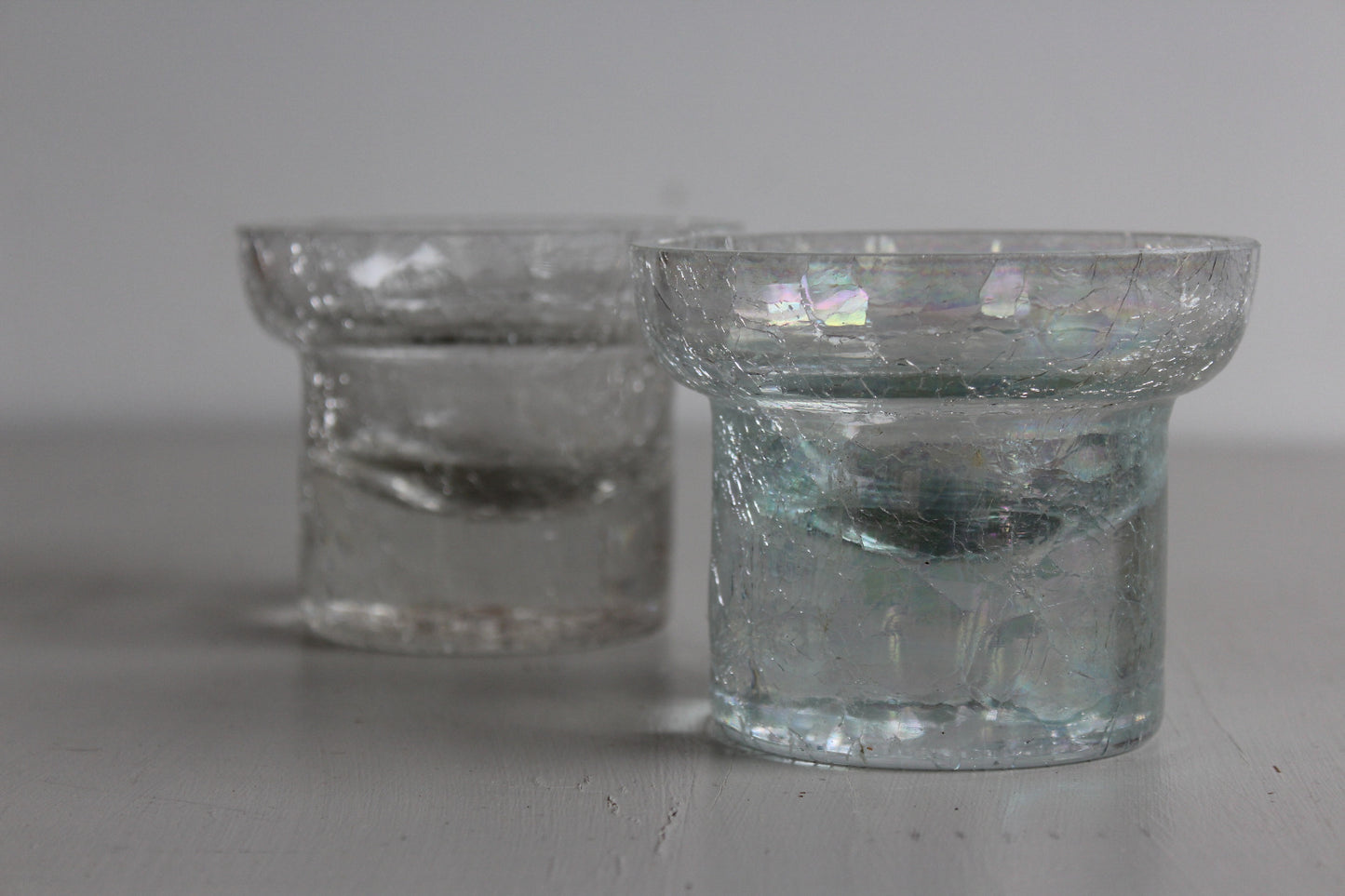 Contemporary Crackle Glass Candle Holder - Kernow Furniture