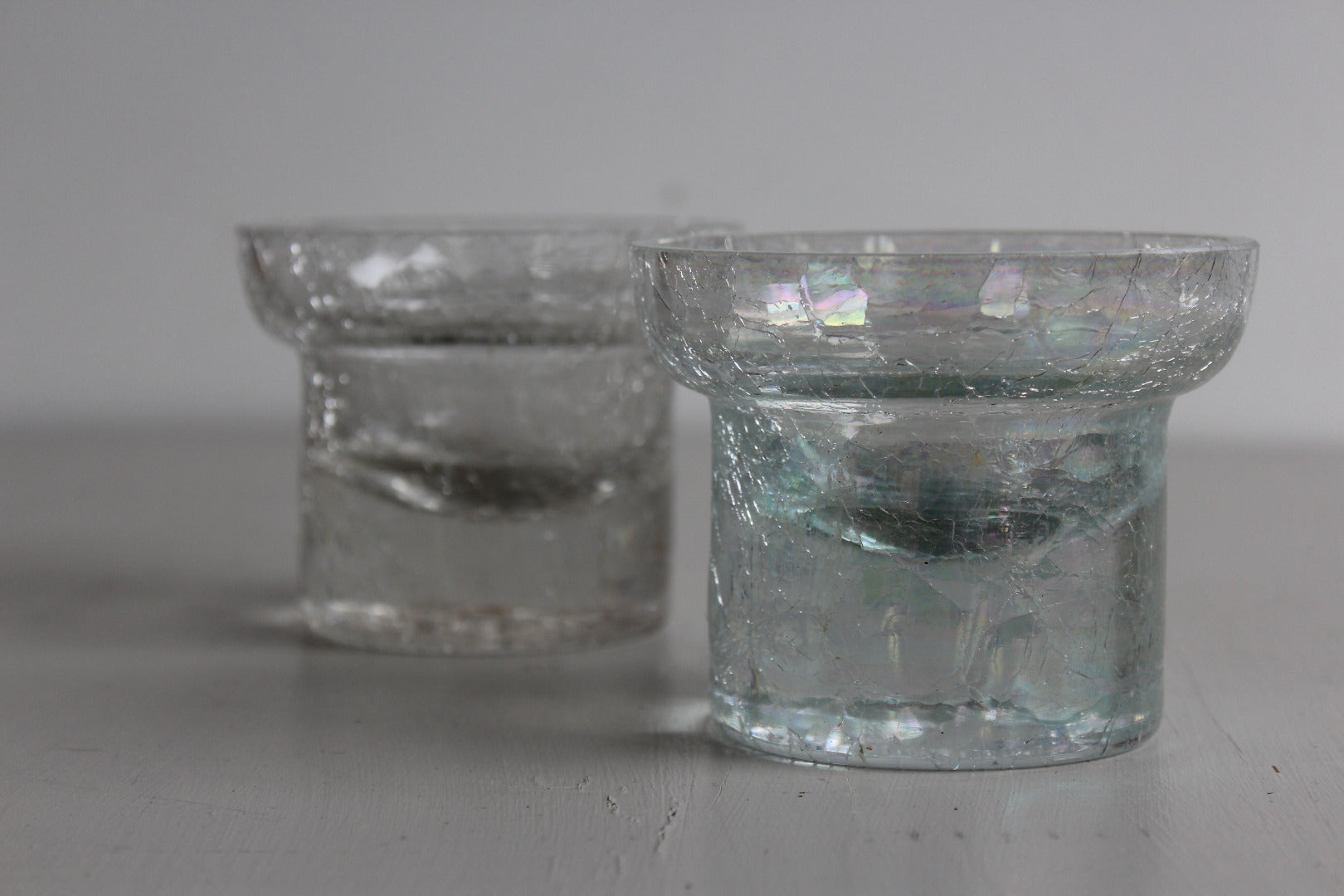 Contemporary Crackle Glass Candle Holder - Kernow Furniture
