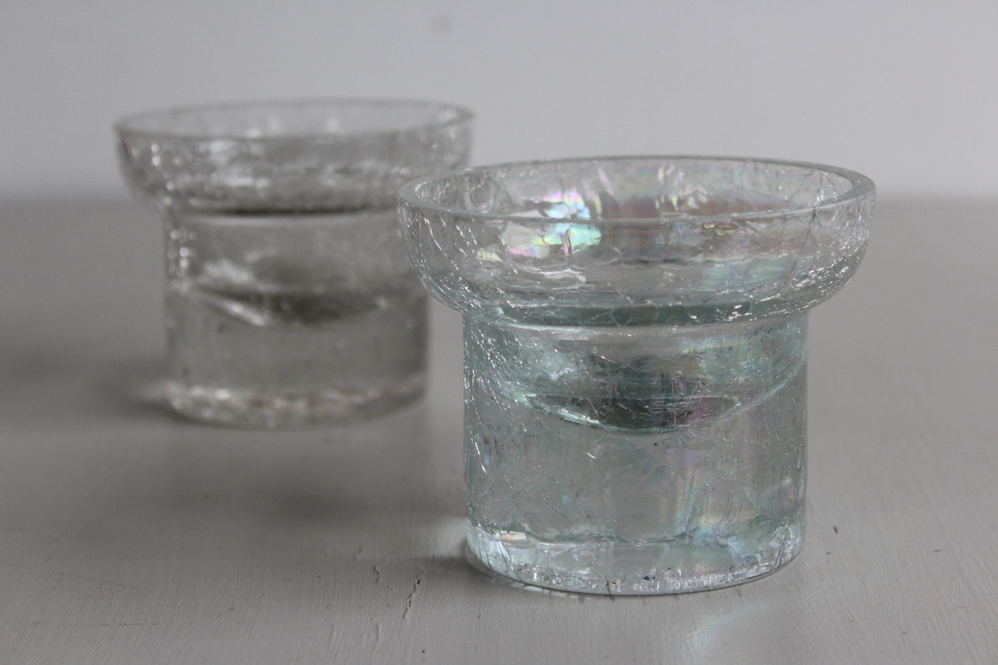 Contemporary Crackle Glass Candle Holder - Kernow Furniture