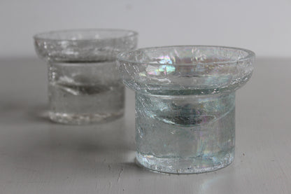 Contemporary Crackle Glass Candle Holder - Kernow Furniture