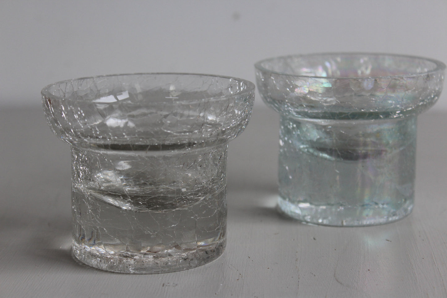 Contemporary Crackle Glass Candle Holder - Kernow Furniture