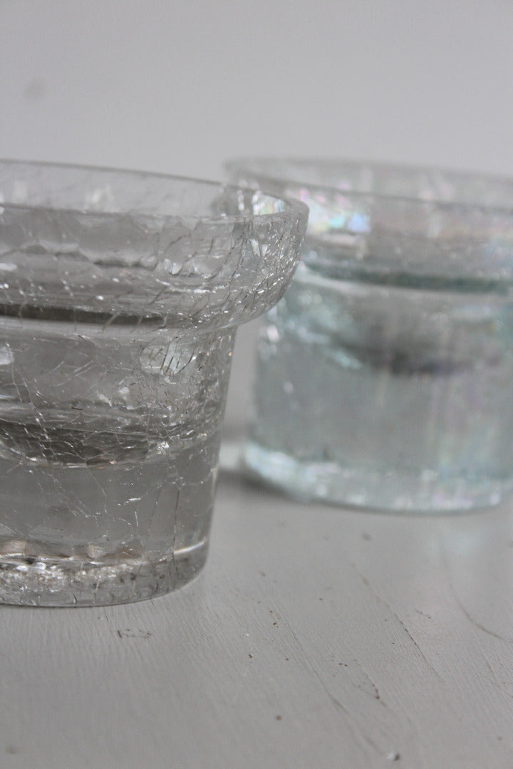 Contemporary Crackle Glass Candle Holder - Kernow Furniture