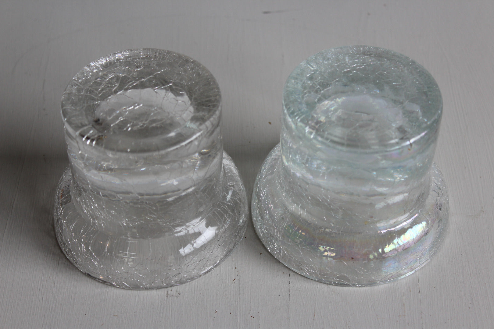 Contemporary Crackle Glass Candle Holder - Kernow Furniture