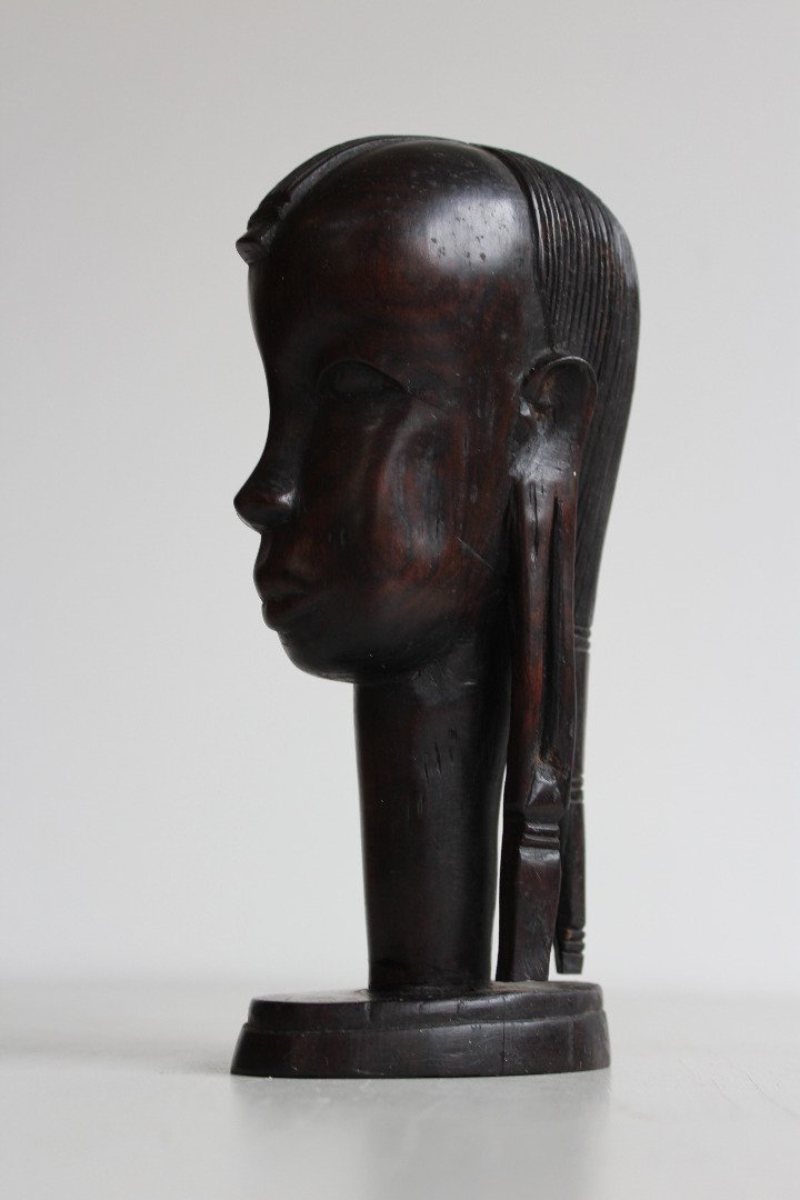 Carved Hard Wood African Head - Kernow Furniture