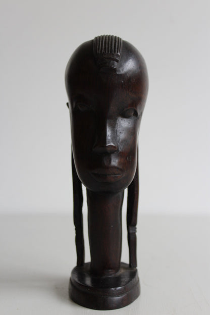 Carved Hard Wood African Head - Kernow Furniture