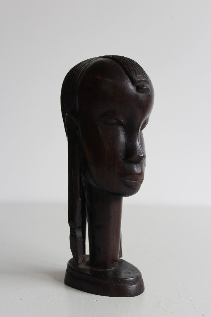 Carved Hard Wood African Head - Kernow Furniture