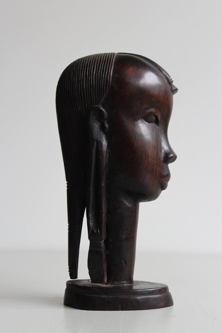 Carved Hard Wood African Head - Kernow Furniture