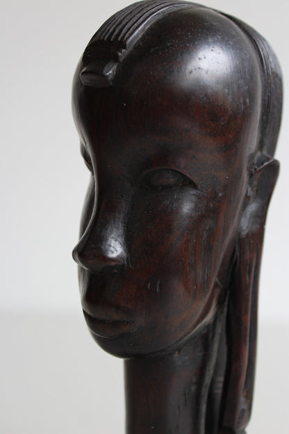 Carved Hard Wood African Head - Kernow Furniture