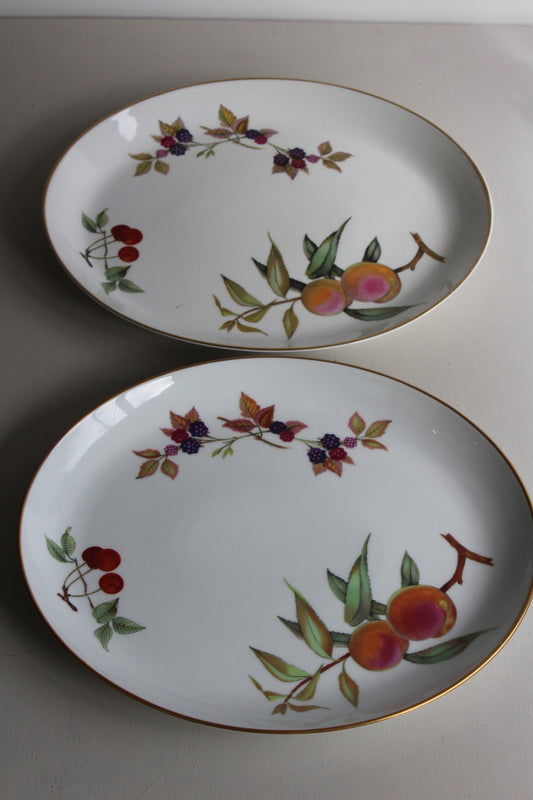Royal Worcester Evesham Pair Oval Serving Plates - Kernow Furniture