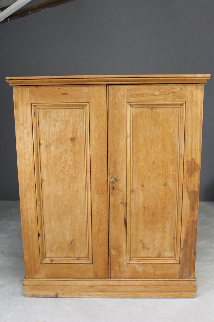 Antique Pine Double Cupboard - Kernow Furniture