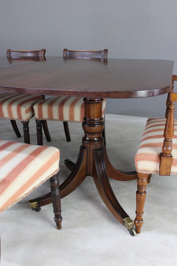 Large Triple Pedestal Regency Style Mahogany Dining Table - Kernow Furniture