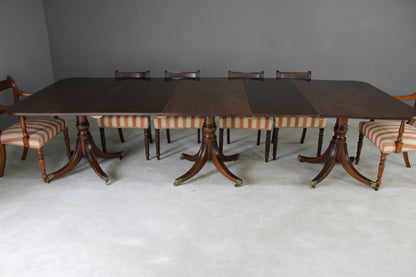 Large Triple Pedestal Regency Style Mahogany Dining Table - Kernow Furniture