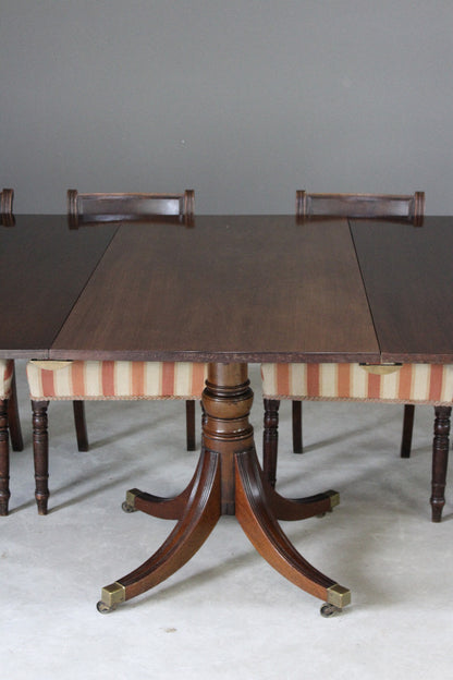 Large Triple Pedestal Regency Style Mahogany Dining Table - Kernow Furniture