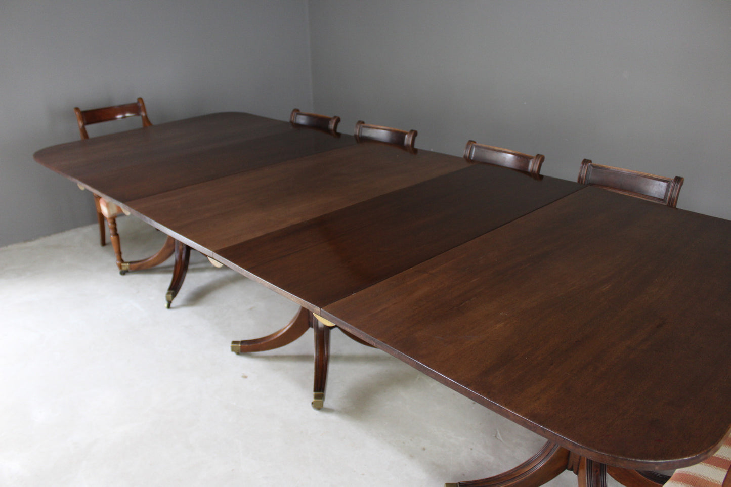 Large Triple Pedestal Regency Style Mahogany Dining Table - Kernow Furniture