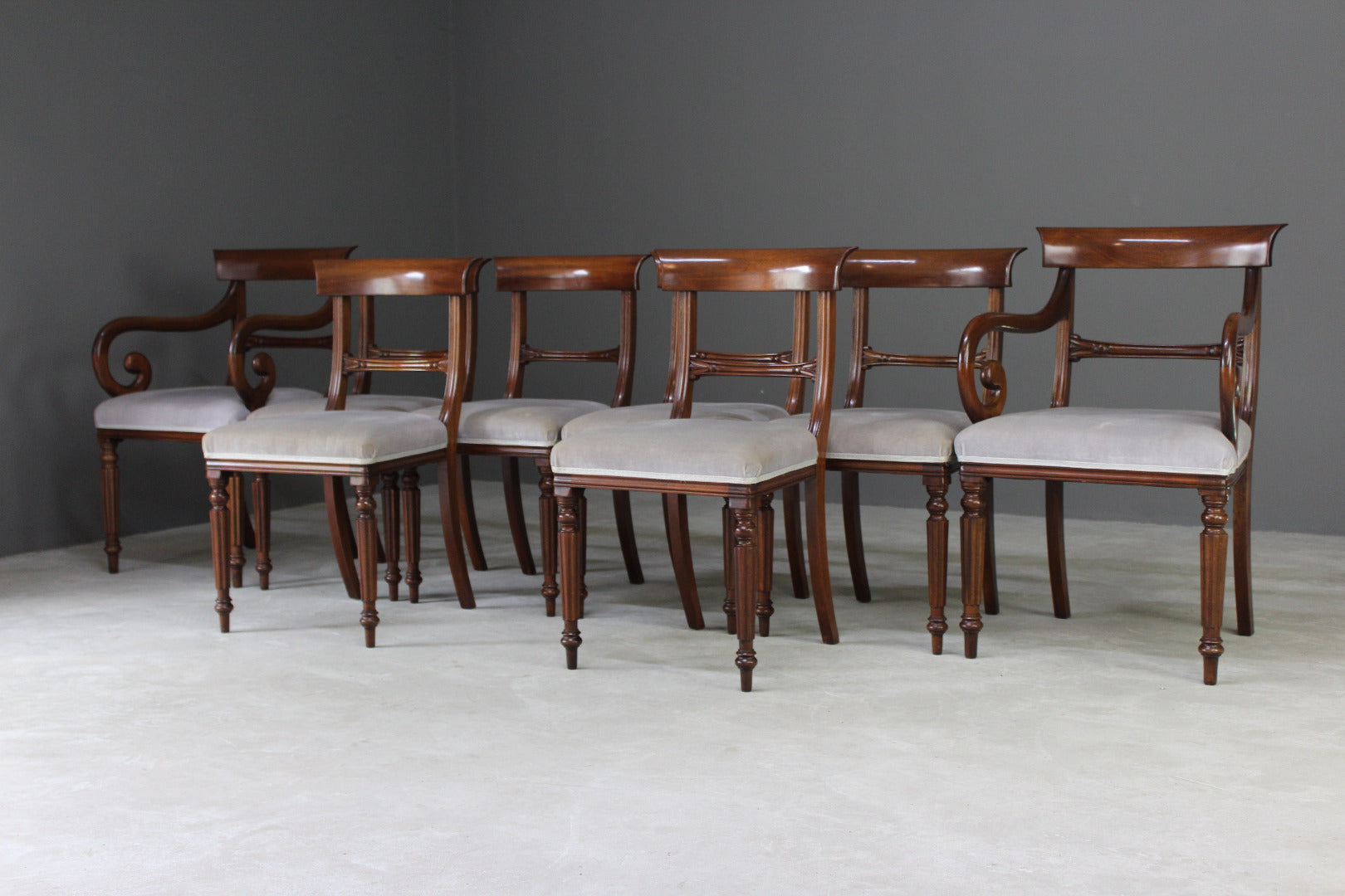 Set 8 Reproduction Mahogany Dining Chairs - Kernow Furniture