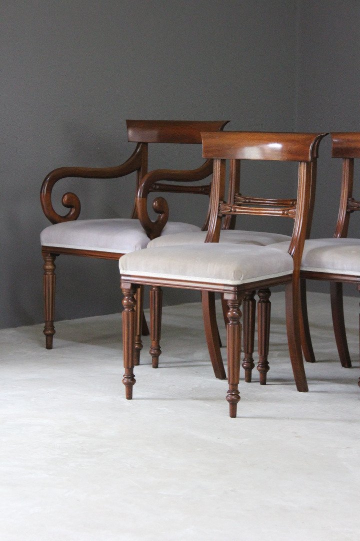 Set 8 Reproduction Mahogany Dining Chairs - Kernow Furniture