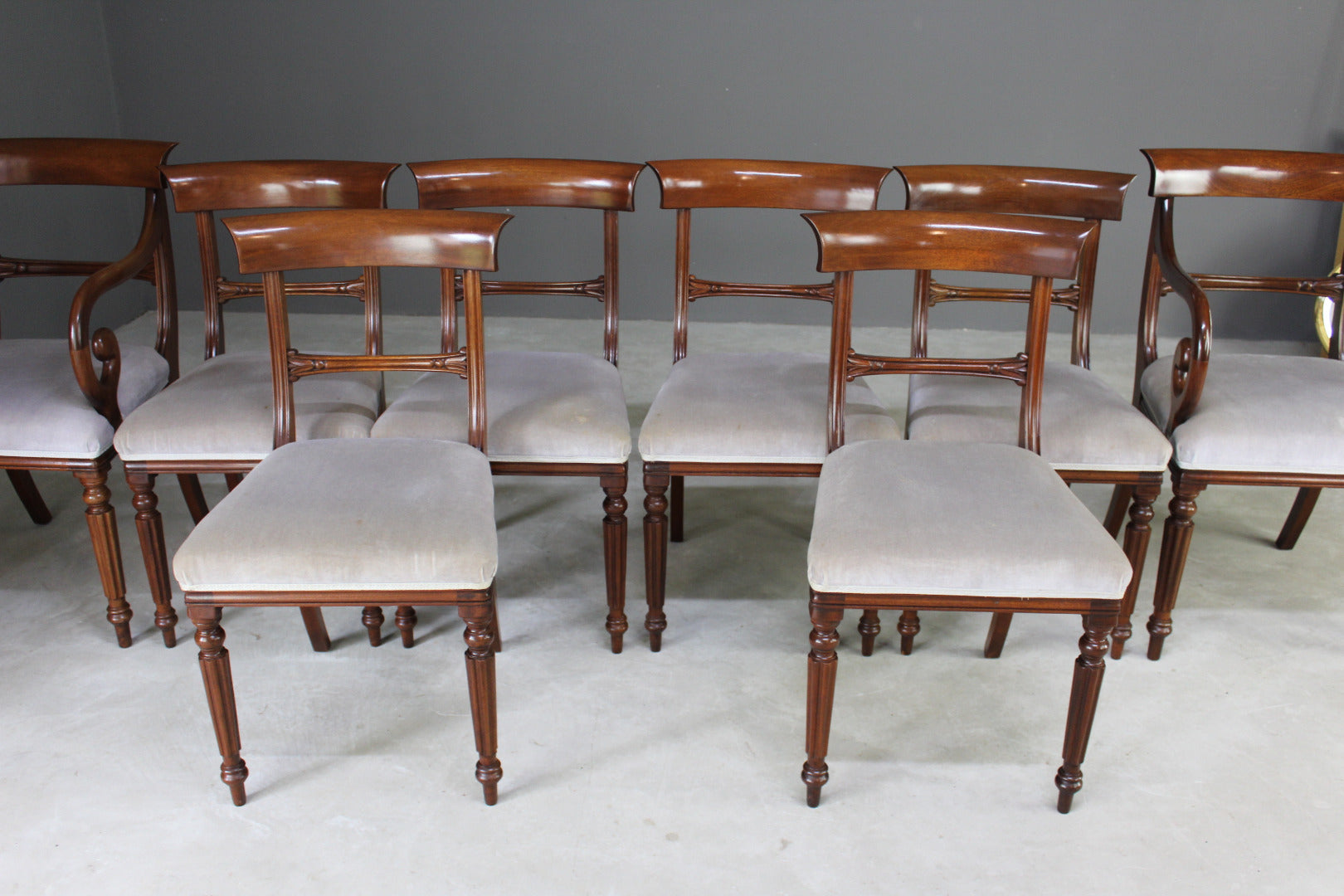 Set 8 Reproduction Mahogany Dining Chairs - Kernow Furniture